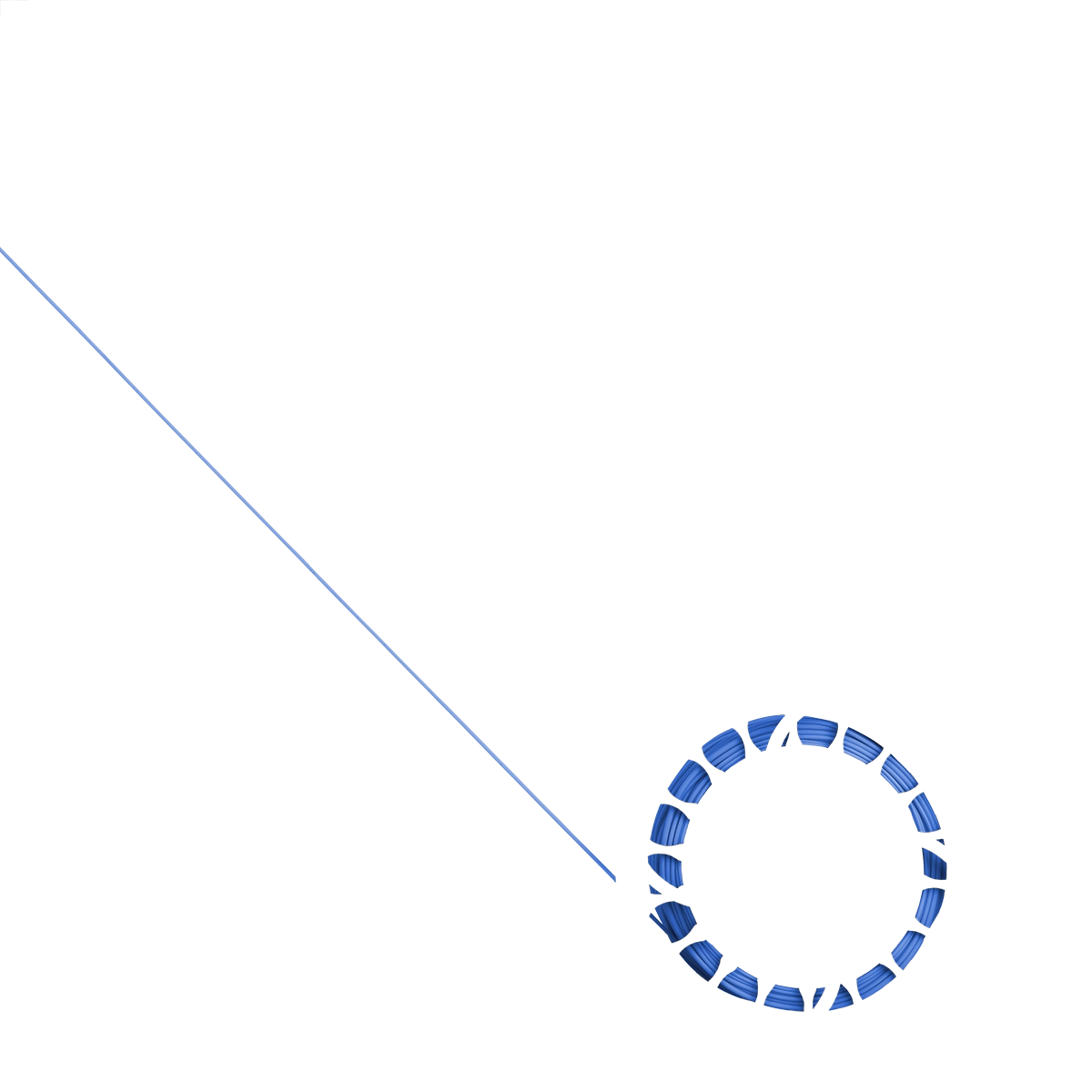 A cut out image of Shadow Premium Fly Fishing Line in the color of Blue.