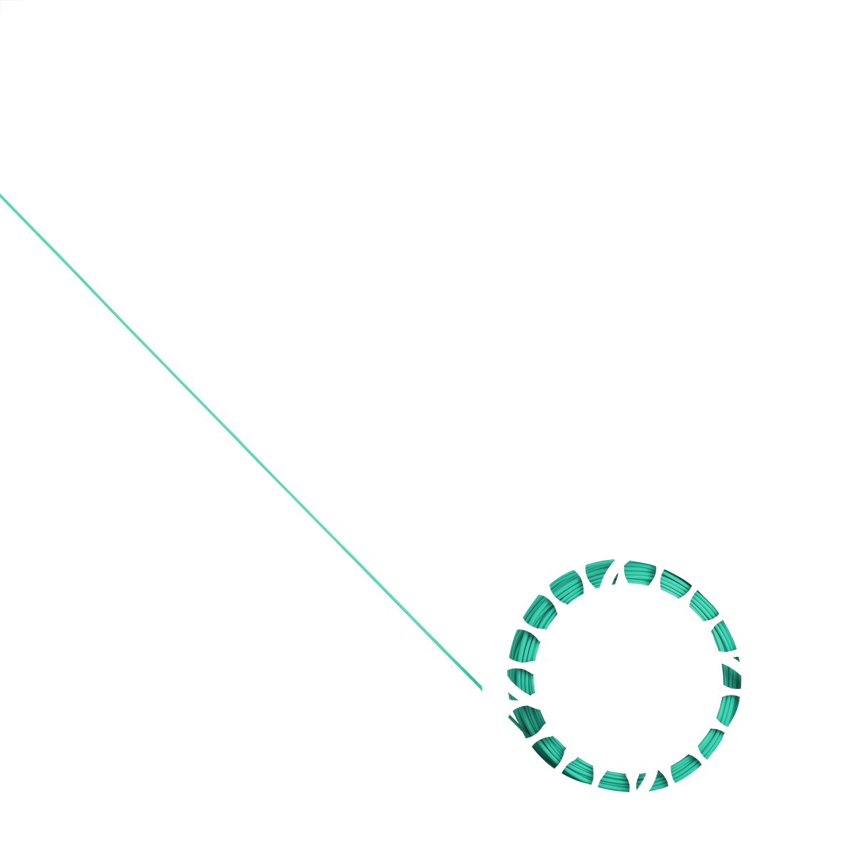 A cut out image of Shadow Premium Fly Fishing Line in the color of Teal.
