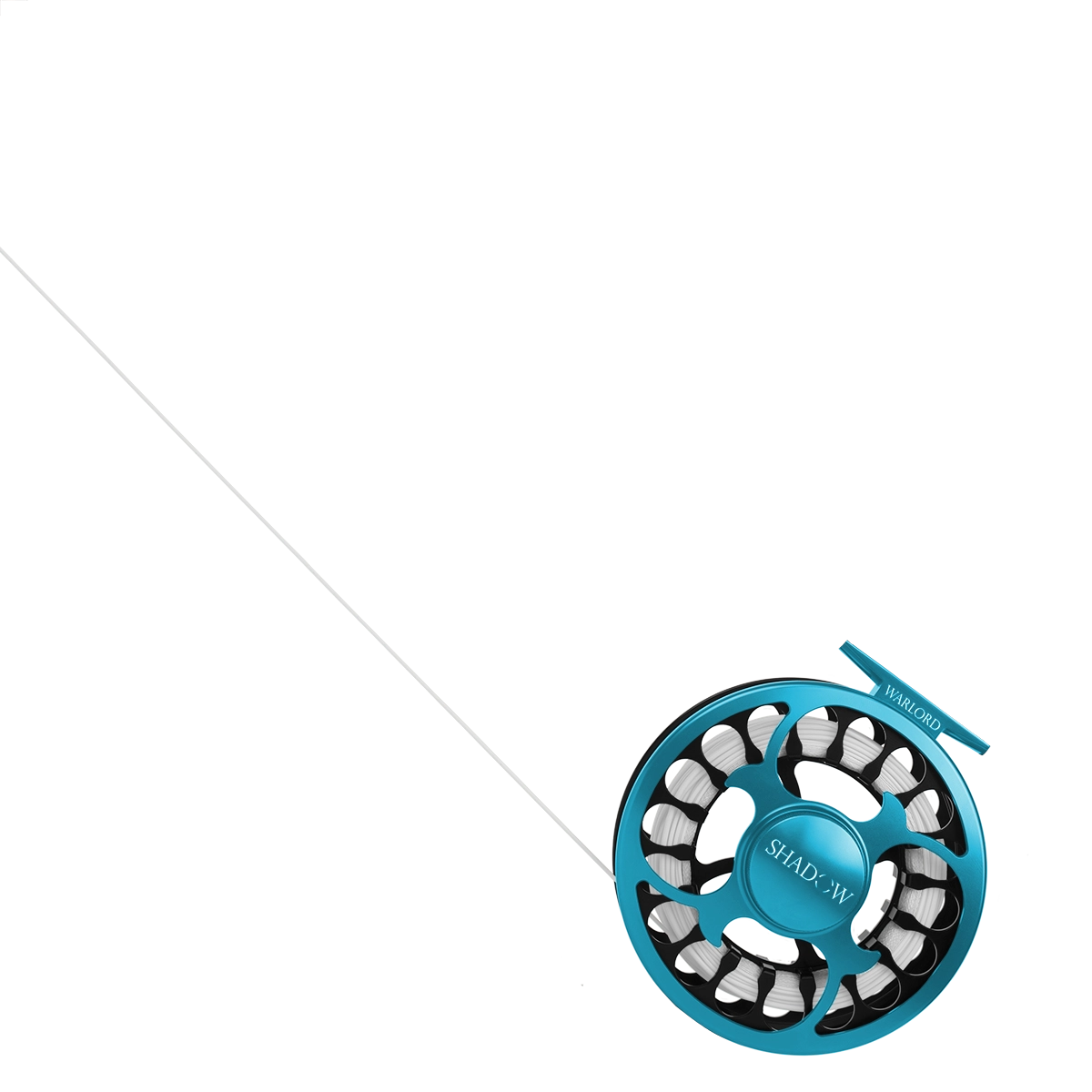 A transparent image overtop of the shadow Warlord Fly Fishing rod.