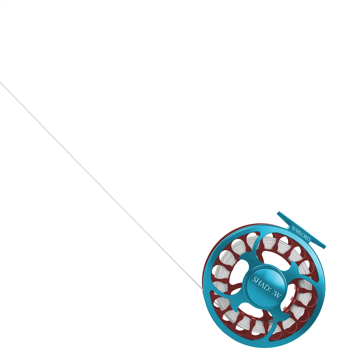 A transparent image overtop of the shadow Warlord Fly Fishing rod.