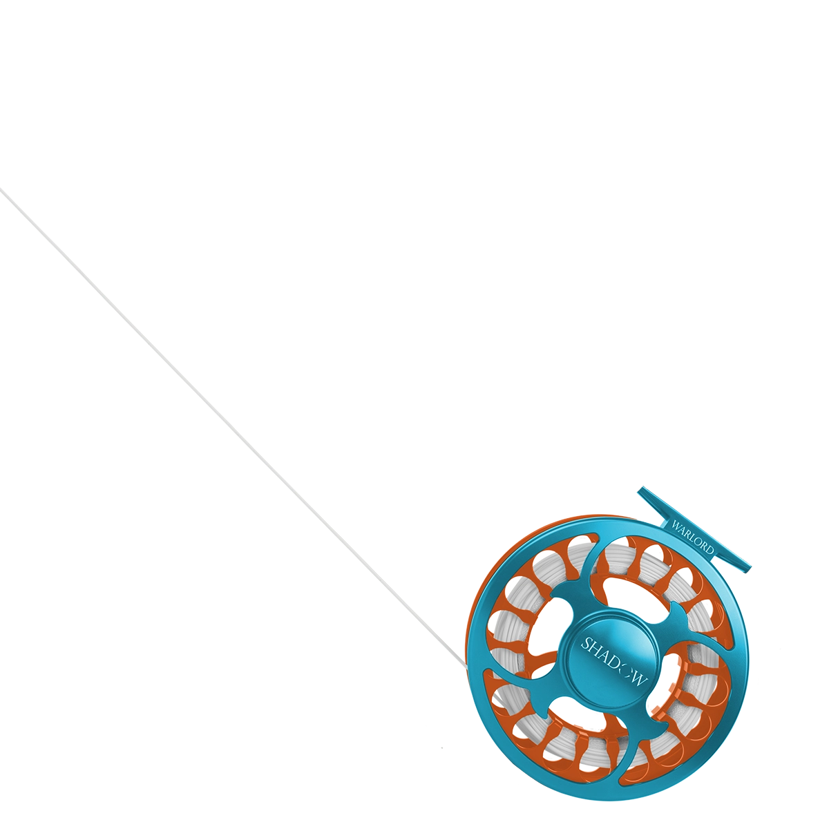 A transparent image overtop of the shadow Warlord Fly Fishing rod.