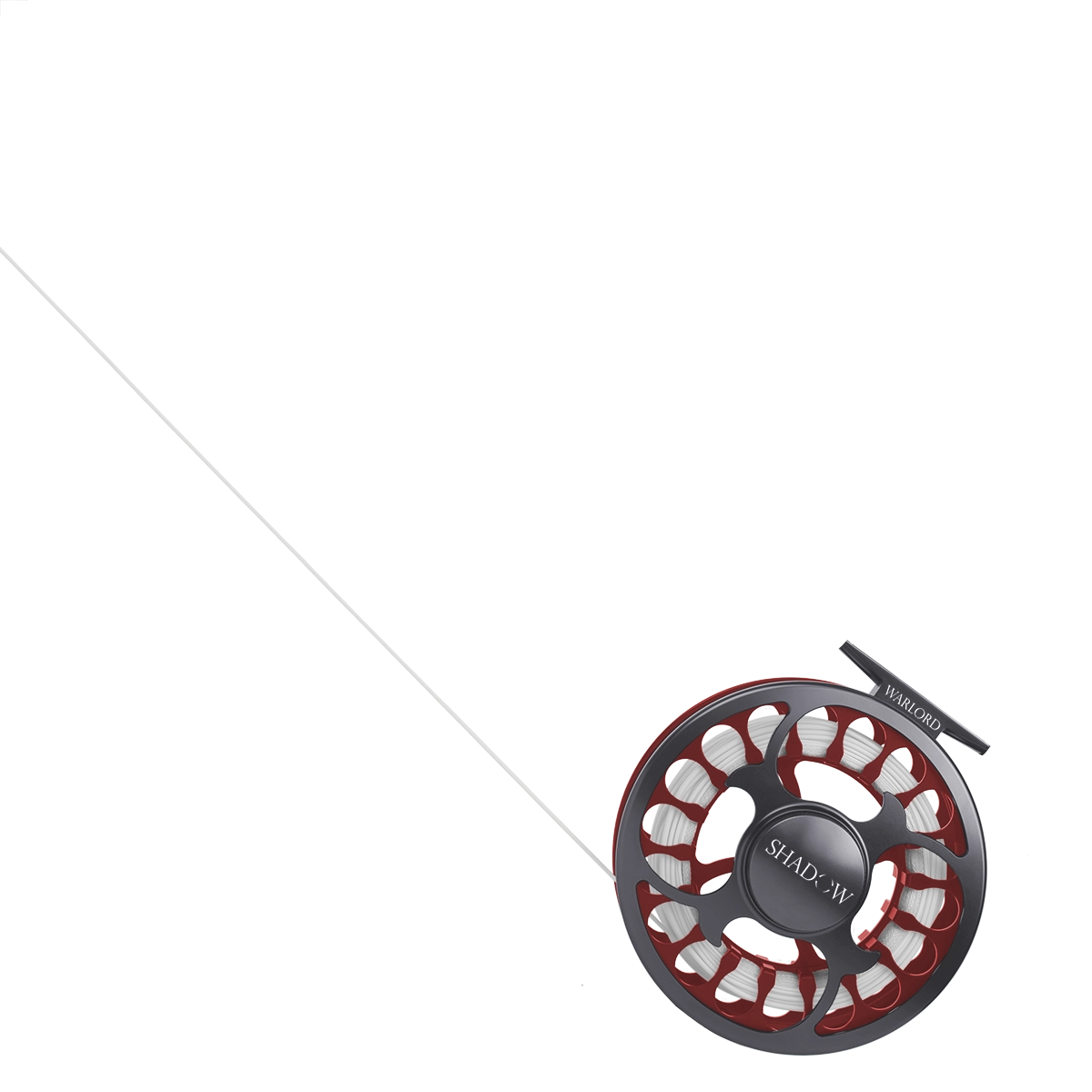 A transparent image overtop of the shadow Warlord Fly Fishing rod.