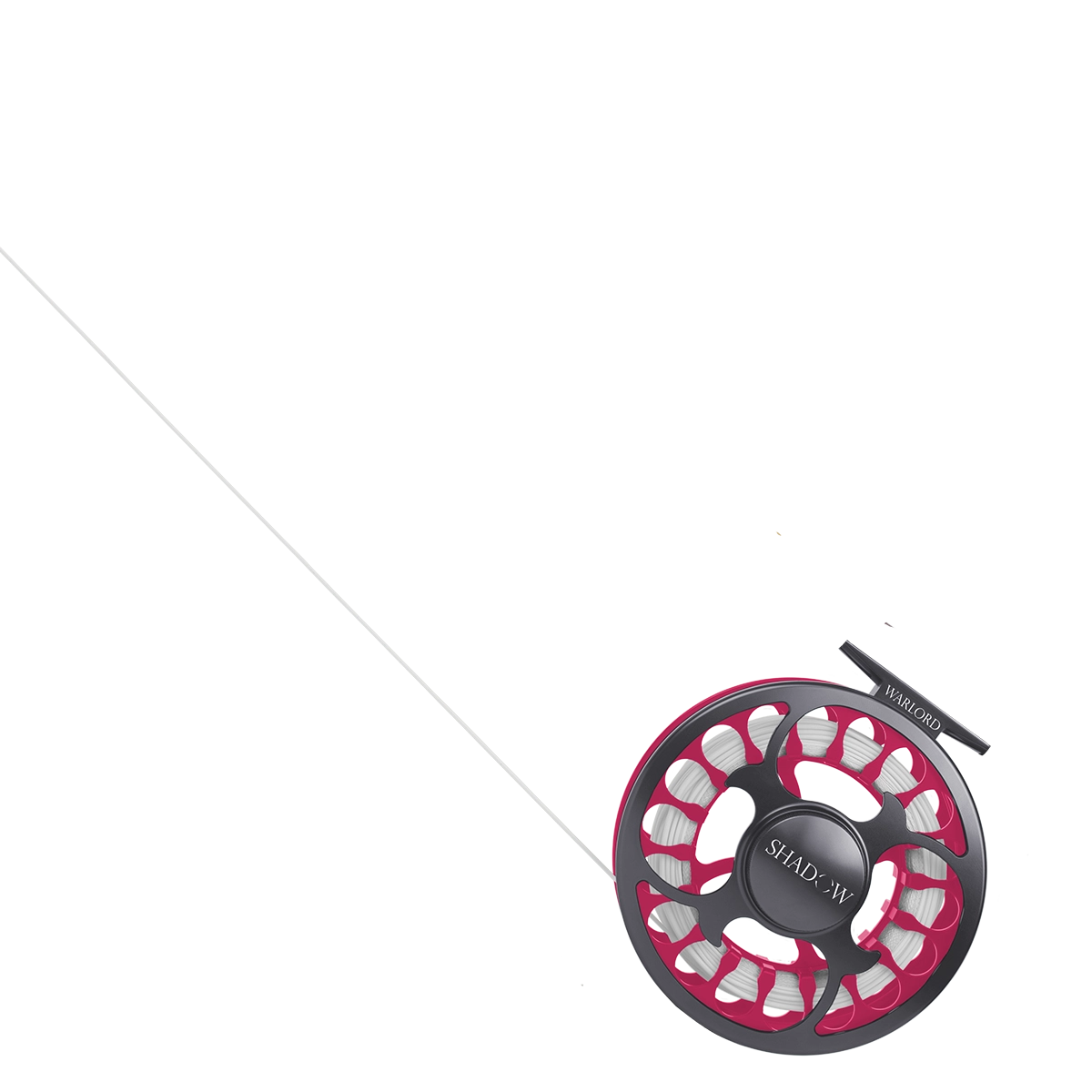 A transparent image overtop of the shadow Warlord Fly Fishing rod.