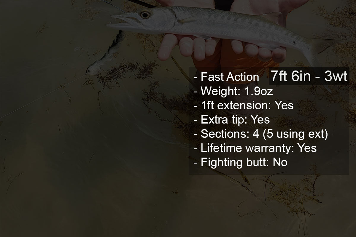 an image of the Shadow Warrior 7ft 6in 3wt specs.